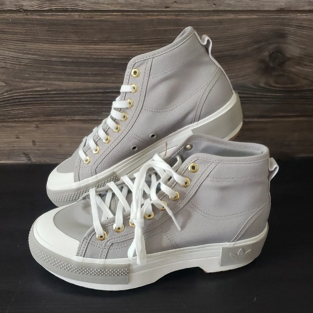 New‎ Adidas Nizza Trek Womens Shoes Size 7.5 Platforms High Tops Neutral Scandi